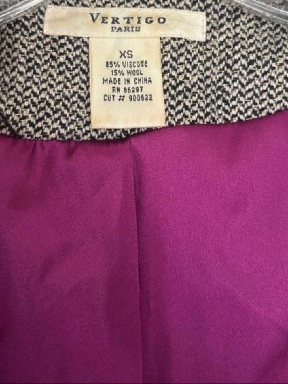 Vertigo Paris Magenta Lined Women's Blazer Size XS. Great Condition